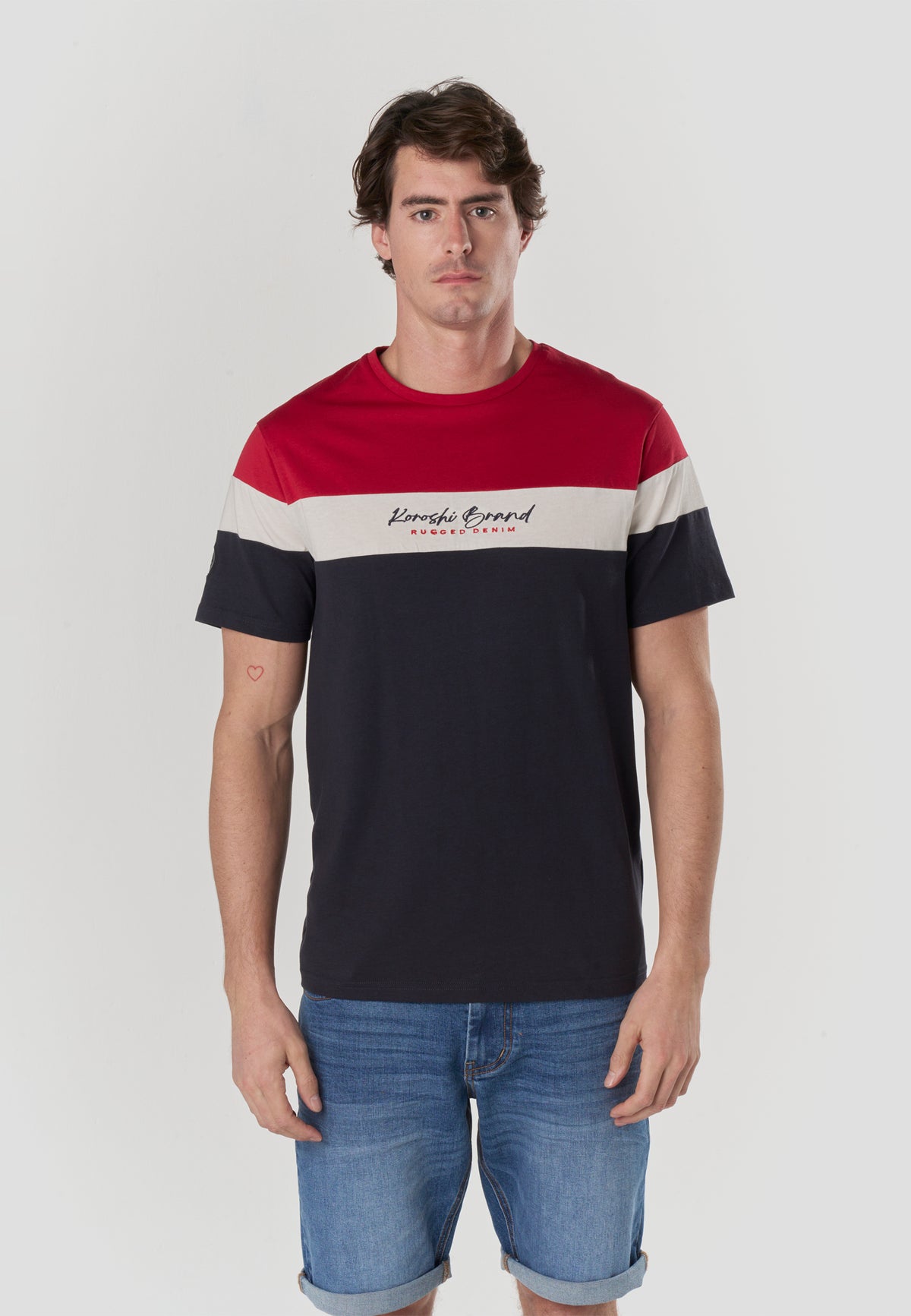 Samarreta color block logo màniga curta home navy - Koroshi 2611MC34