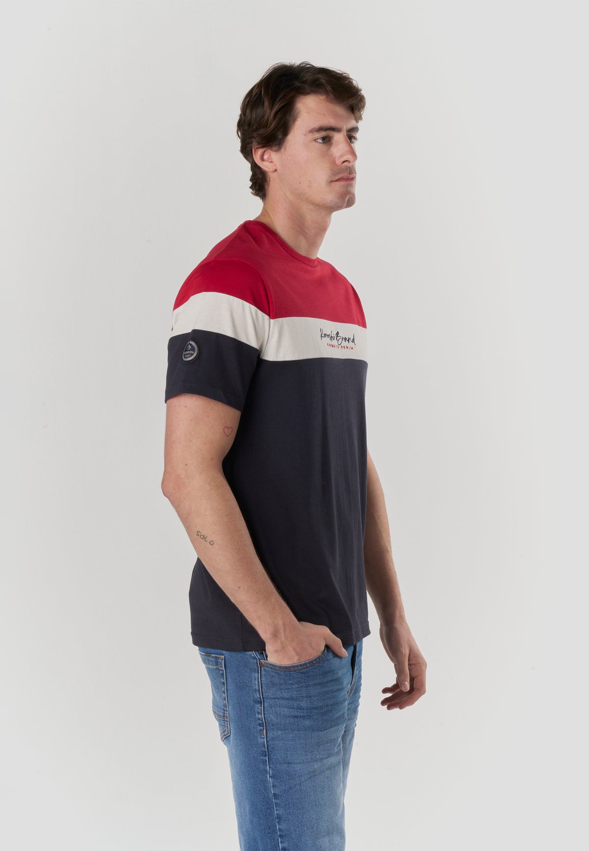 Samarreta color block logo màniga curta home navy - Koroshi 2611MC34
