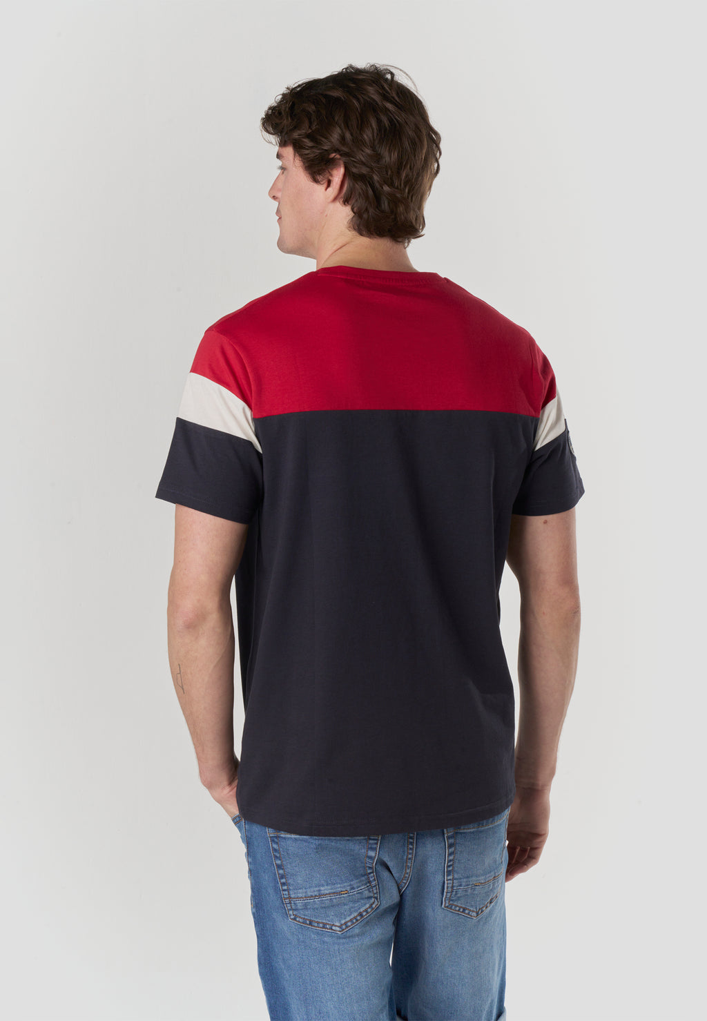 Samarreta color block logo màniga curta home navy - Koroshi 2611MC34