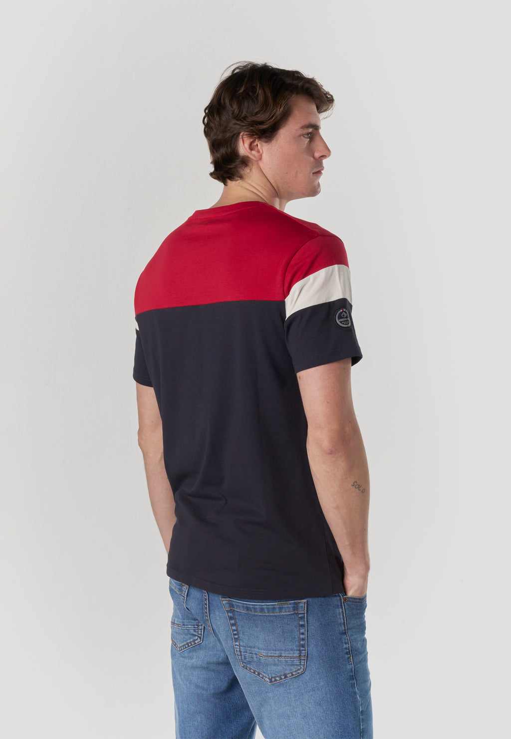 Samarreta color block logo màniga curta home navy - Koroshi 2611MC34