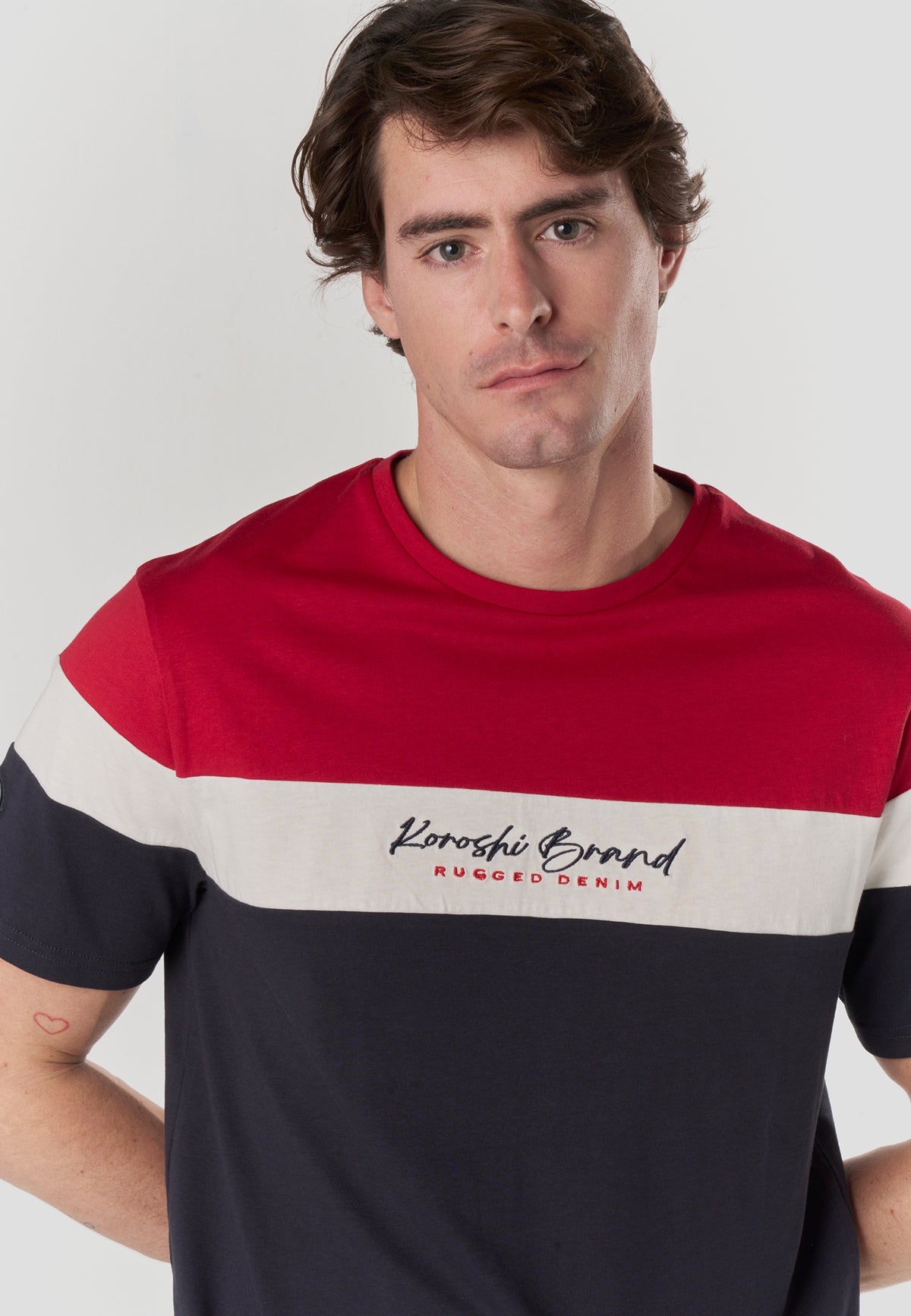 Samarreta color block logo màniga curta home navy - Koroshi 2611MC34