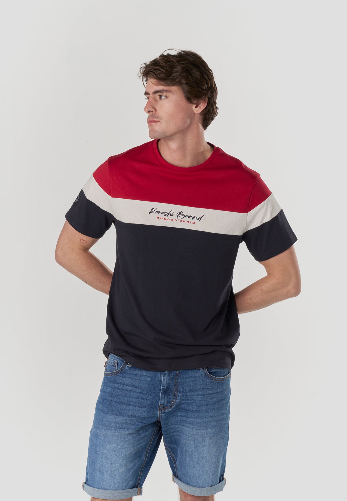 Samarreta color block logo màniga curta home navy - Koroshi 2611MC34