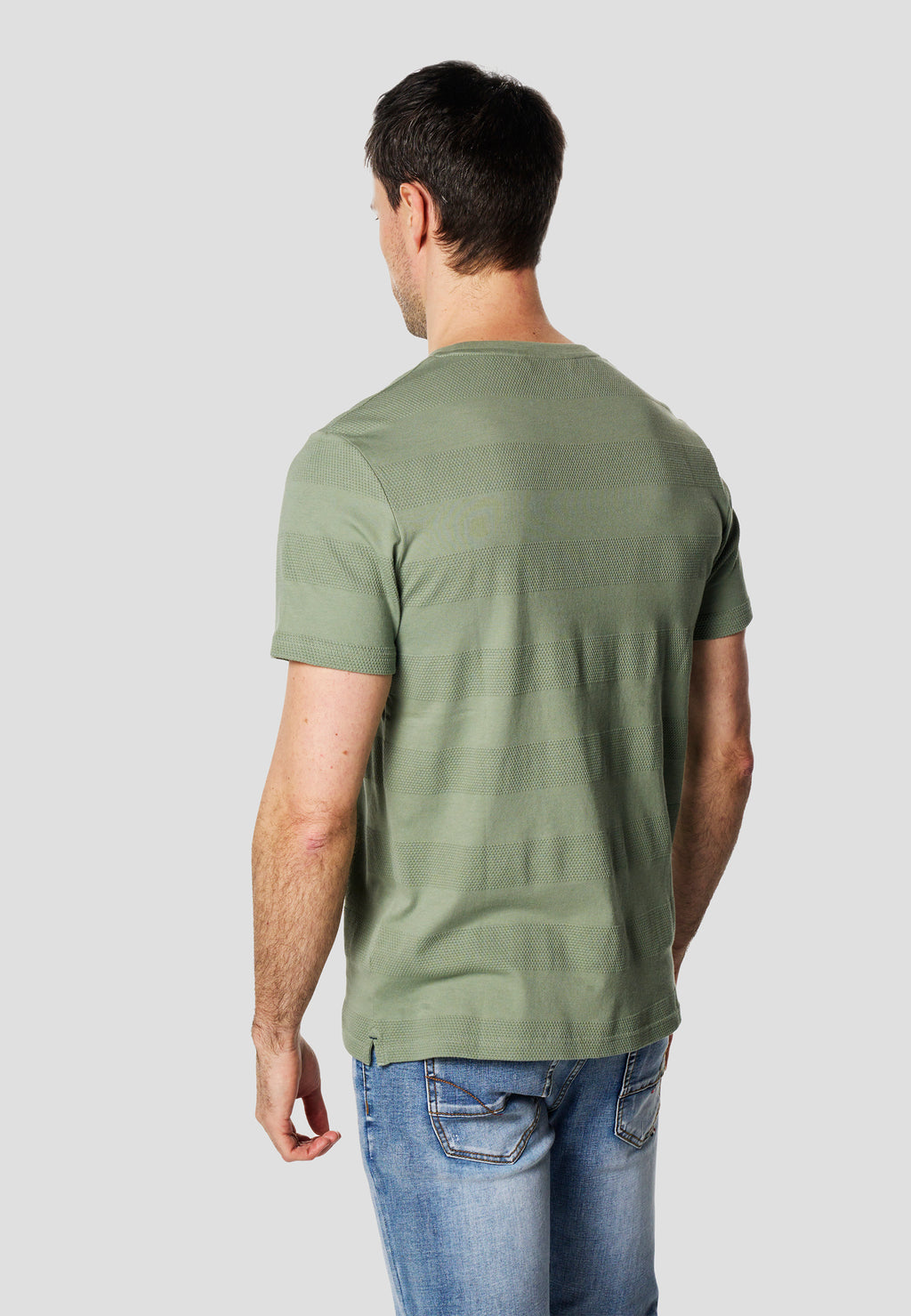 T-shirt texturé col rond manches courtes homme kaki - Koroshi 2611MC61