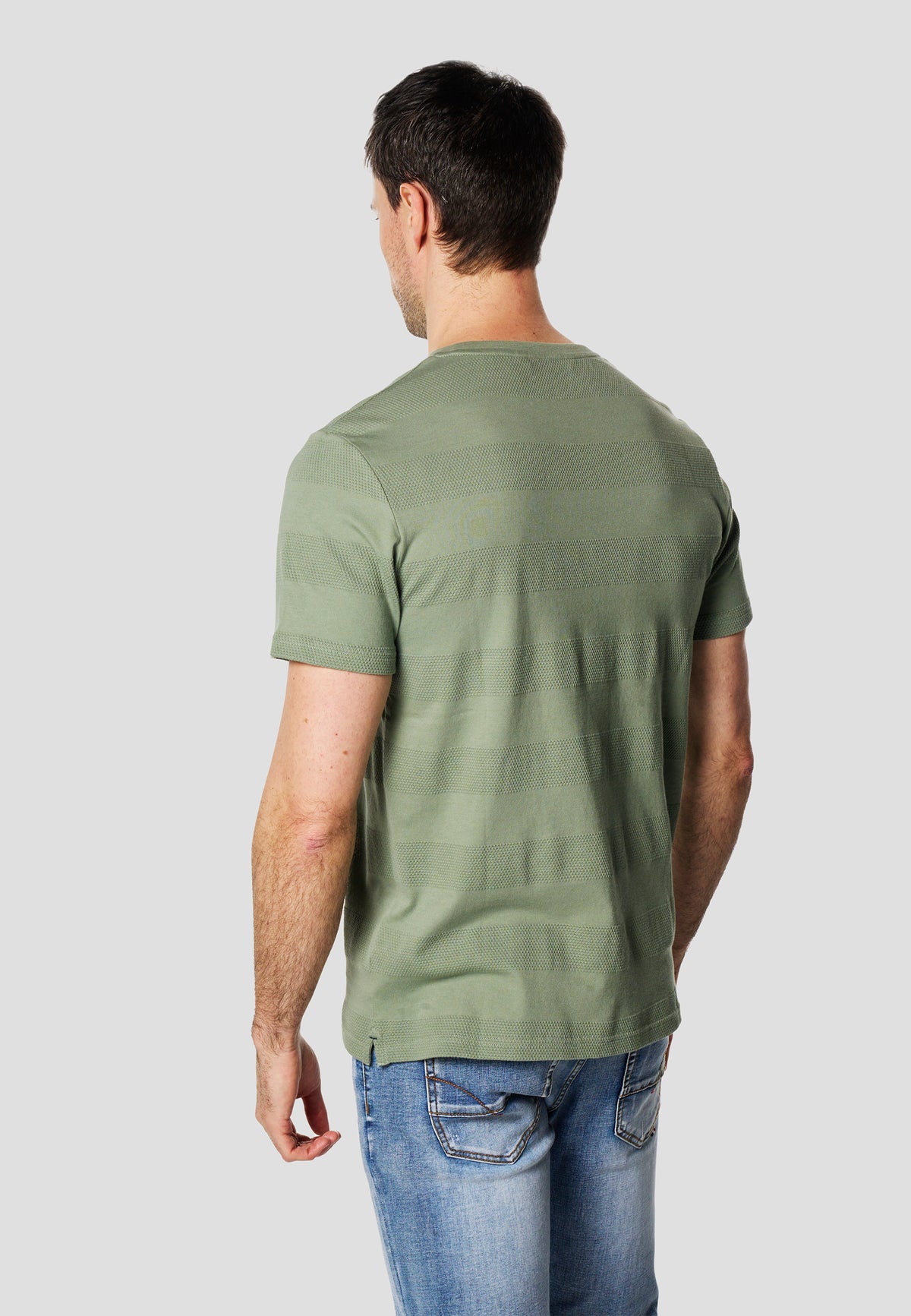 T-shirt texturé col rond manches courtes homme kaki - Koroshi 2611MC61