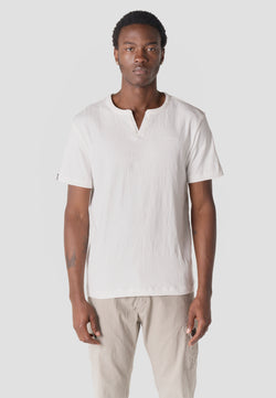 T-shirt texturé homme écru manches courtes col ouvert - Koroshi 2611MC65
