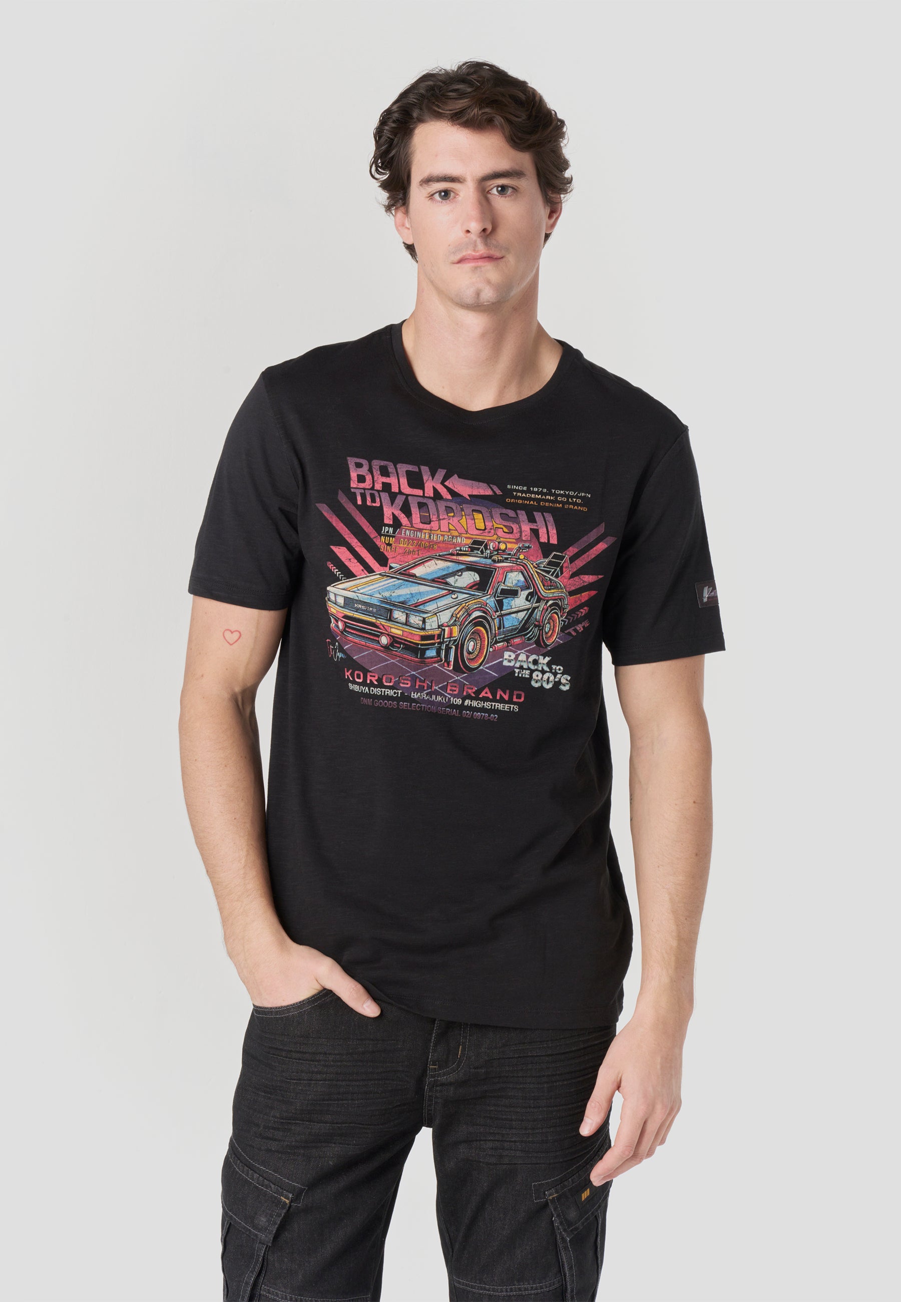 Men's Retro 80s Print T-Shirt Black | Koroshi 2611MC80 – Koröshi