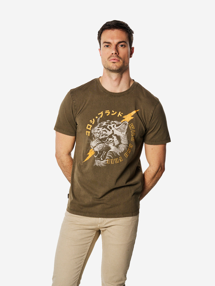 Rundhals-T-Shirt aus Baumwolle mit Aufdruck