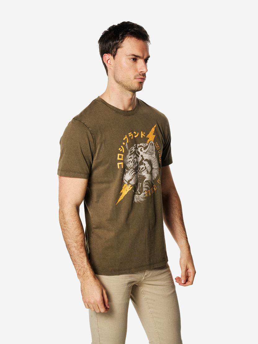 Rundhals-T-Shirt aus Baumwolle mit Aufdruck