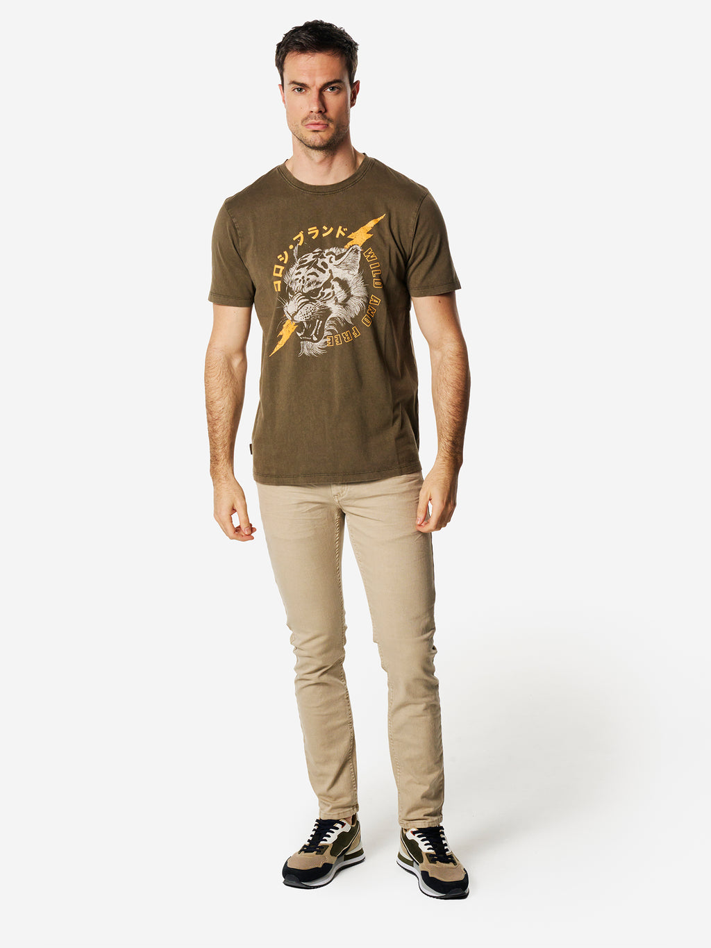 Washed print-emb cotton crew t-shirt