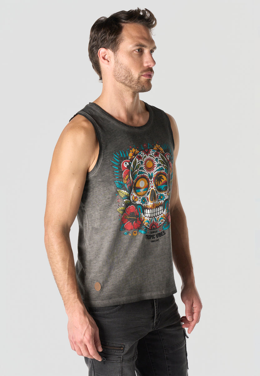 Bedrucktes Tanktop aus Baumwolle