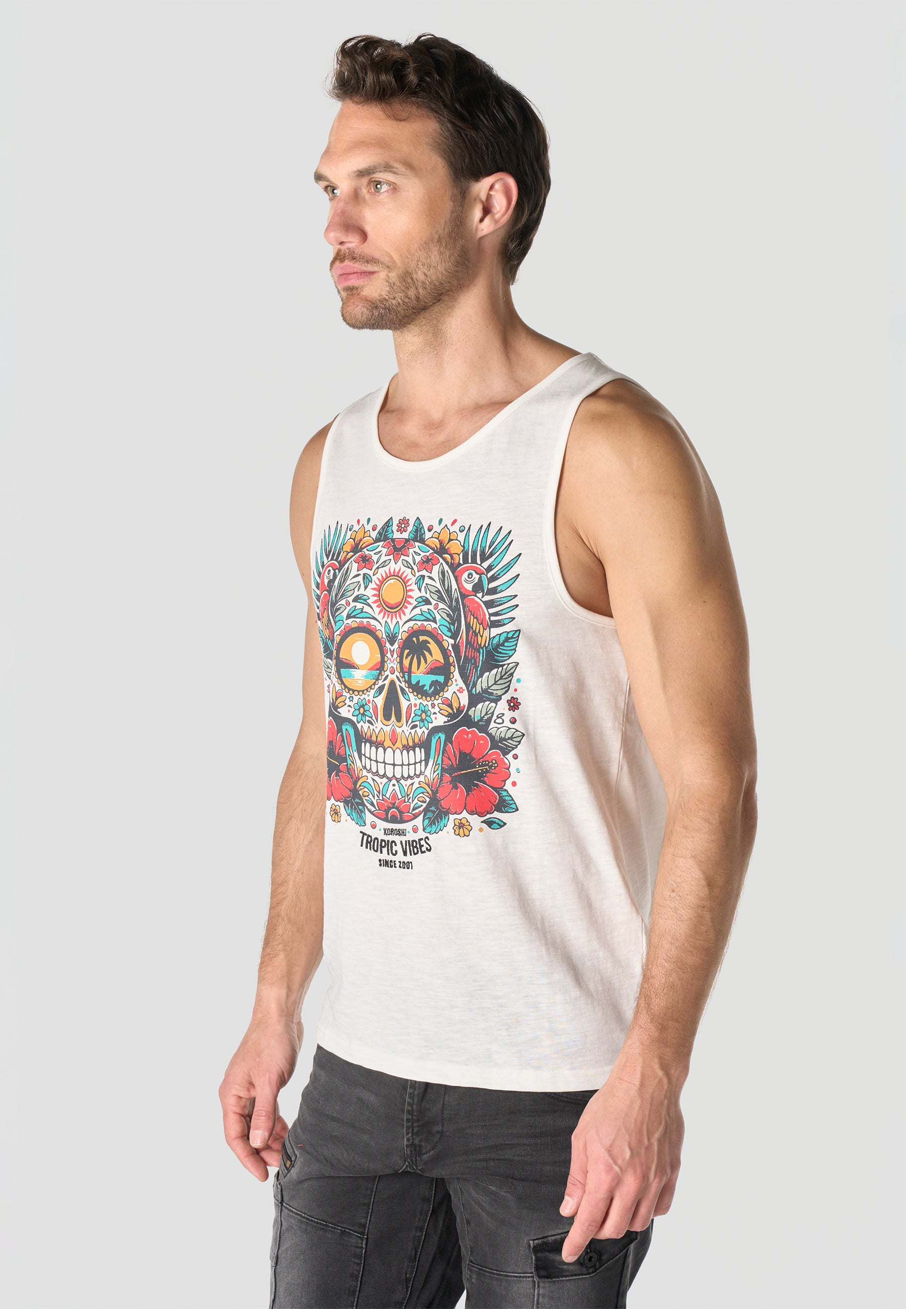 Bedrucktes Tanktop aus Baumwolle