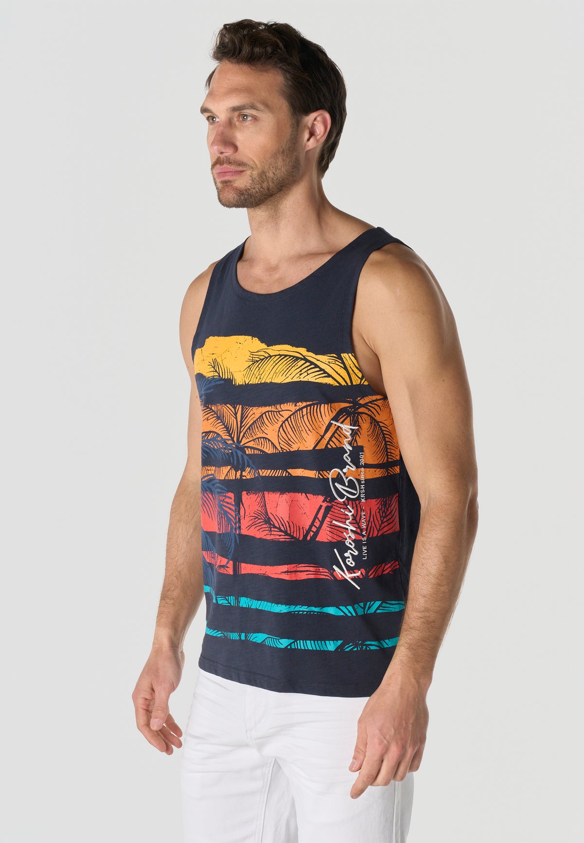 Samarreta tirants estampat tropical home navy - Koroshi 2611MS35