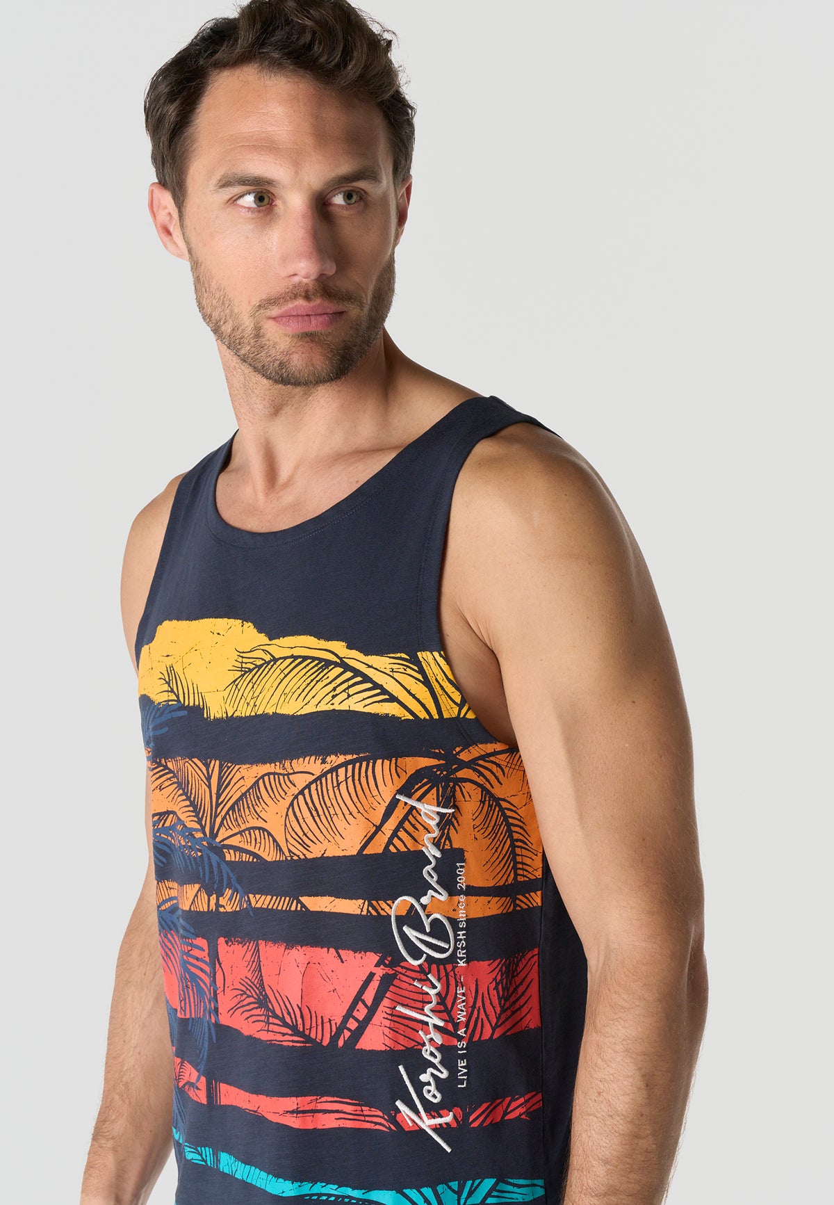 Samarreta tirants estampat tropical home navy - Koroshi 2611MS35