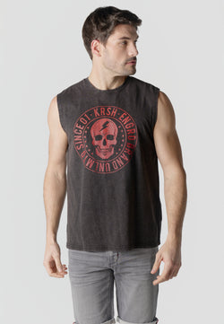 T-shirt da boxe nera con stampa teschio da uomo - Koroshi 2611MS38