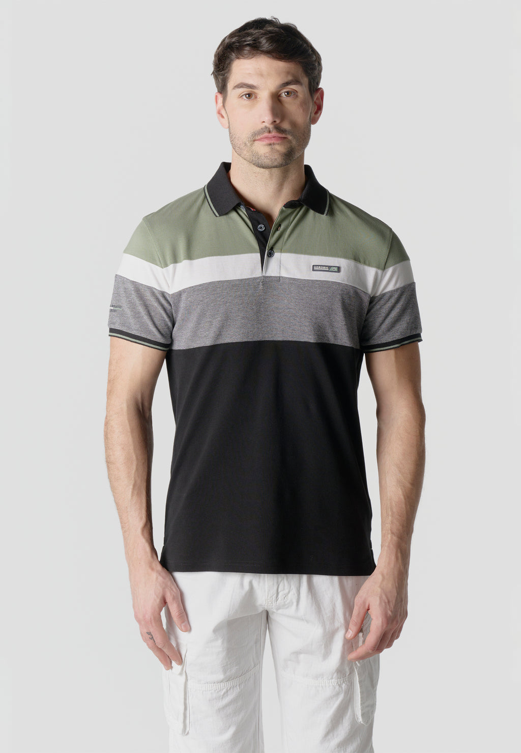 Normal pique stripes-block nautik polo