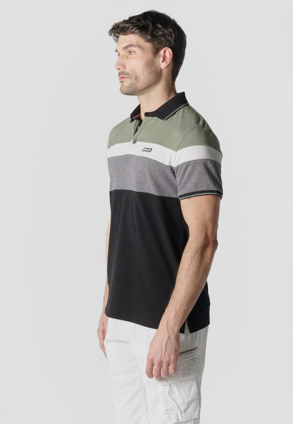 Normal pique stripes-block nautik polo
