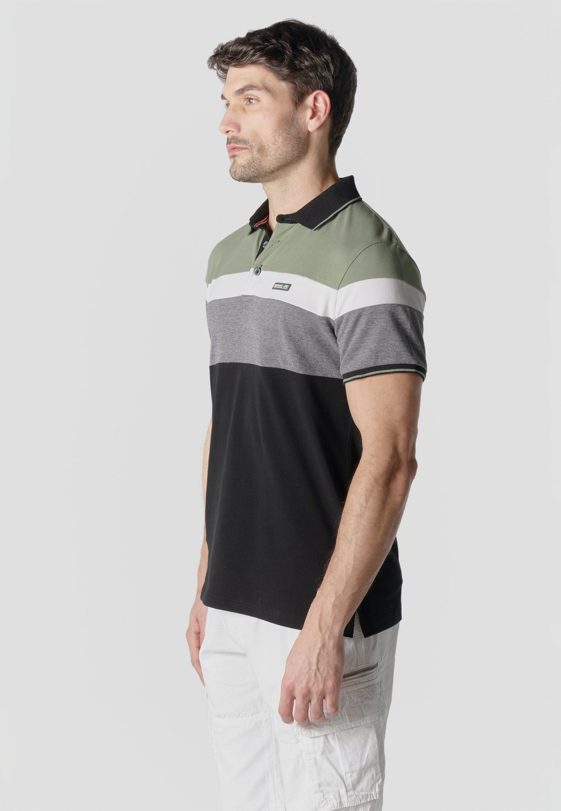 Normal pique stripes-block nautik polo
