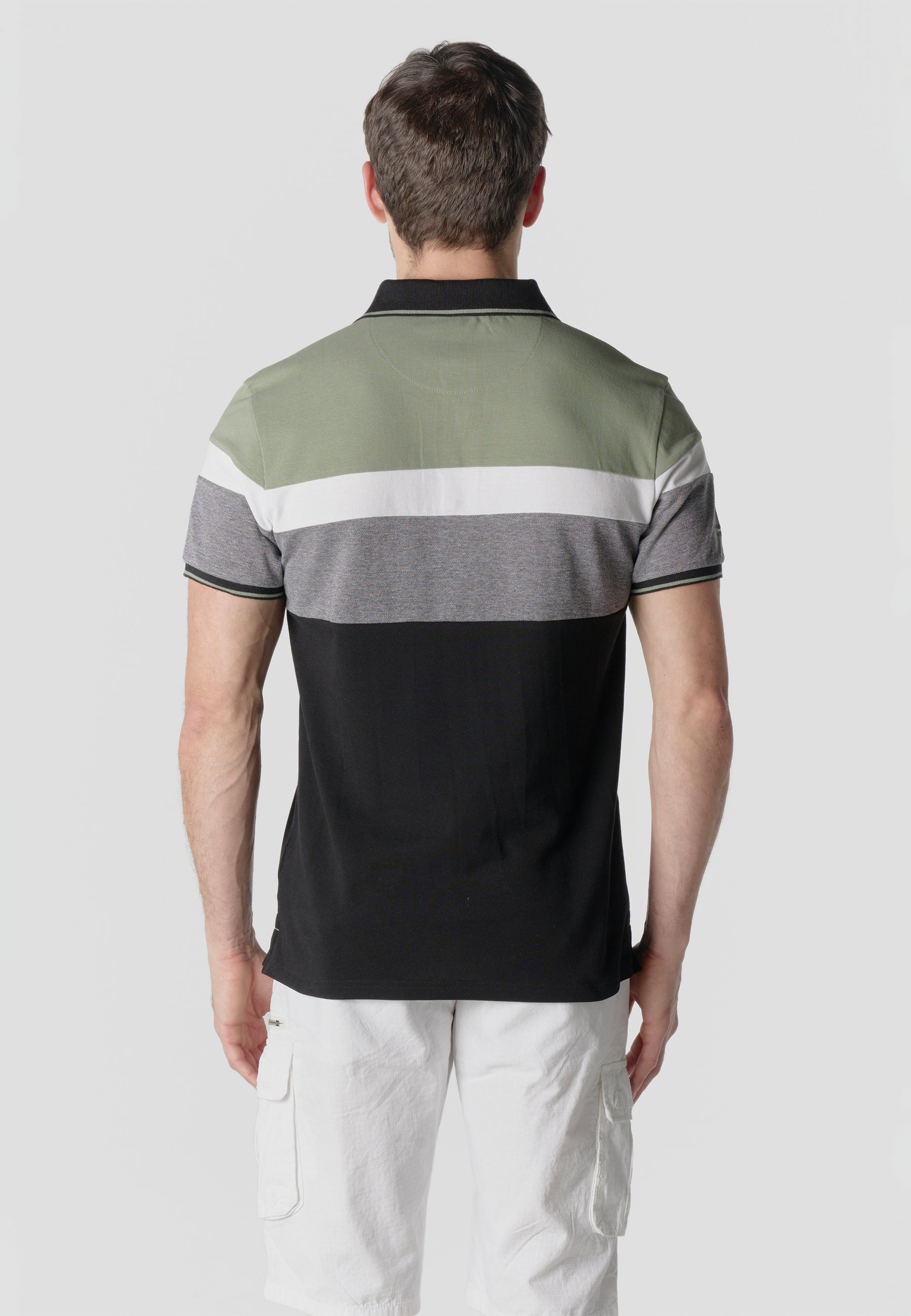Normal pique stripes-block nautik polo