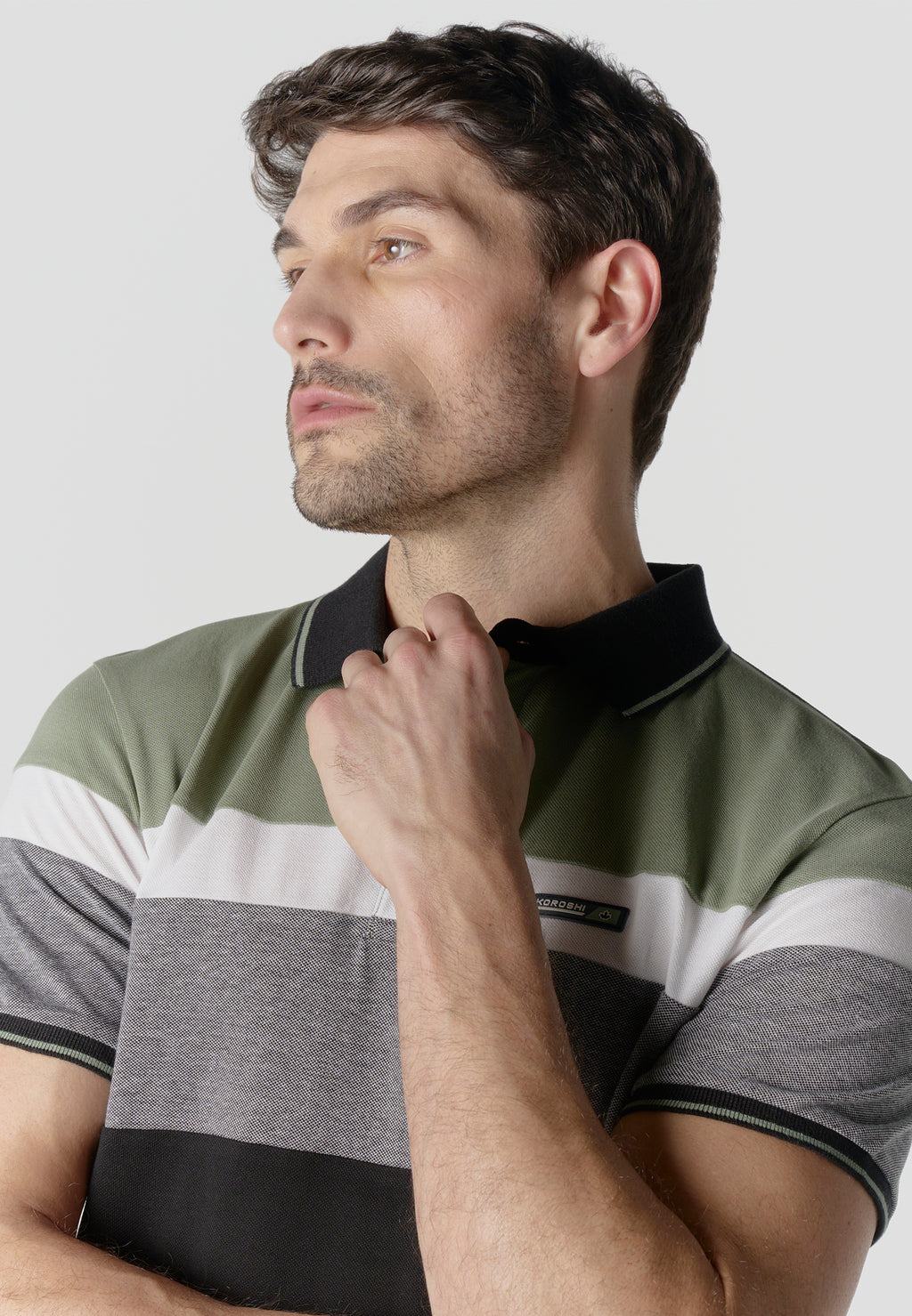 Normal pique stripes-block nautik polo