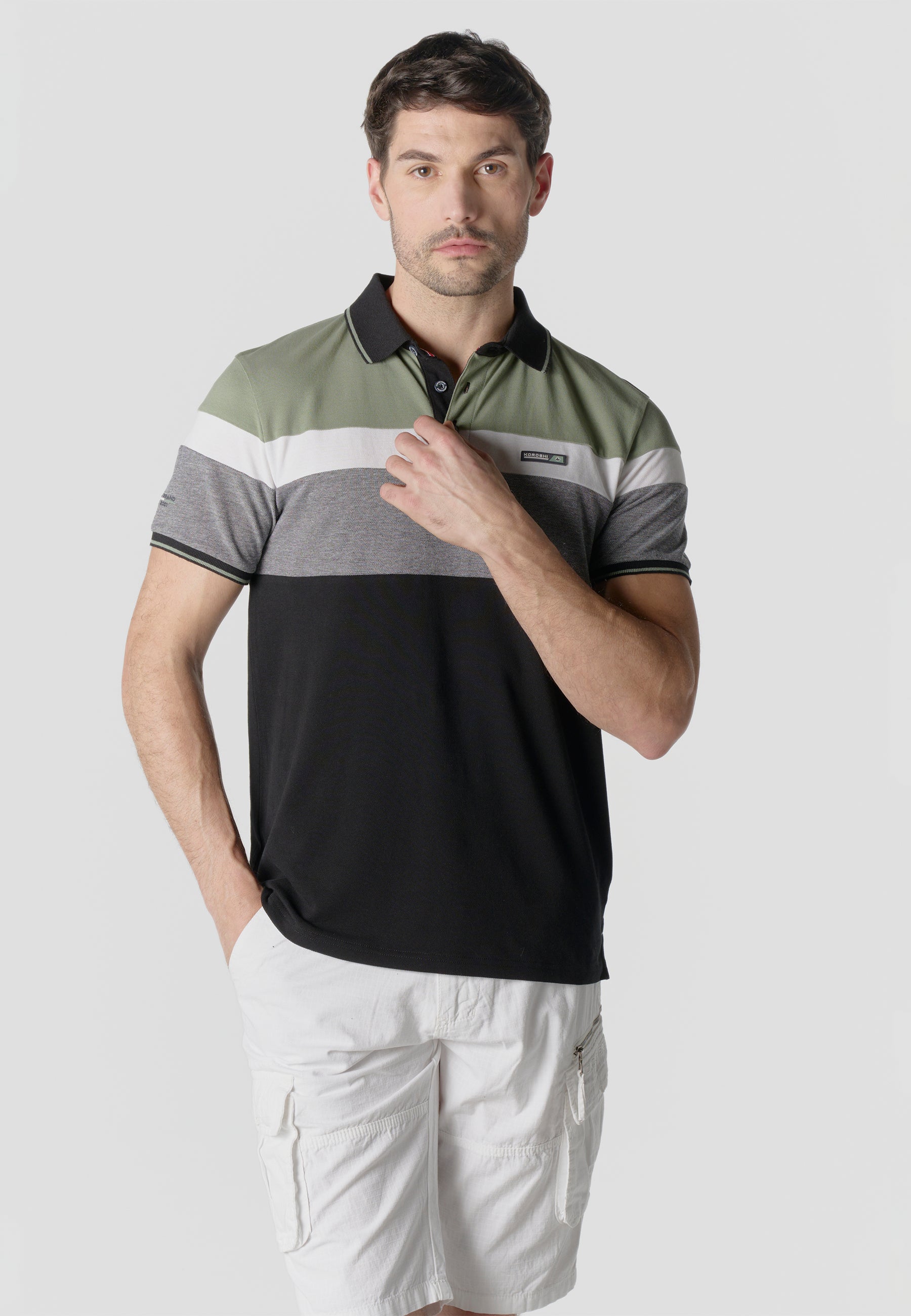 Normal pique stripes-block nautik polo