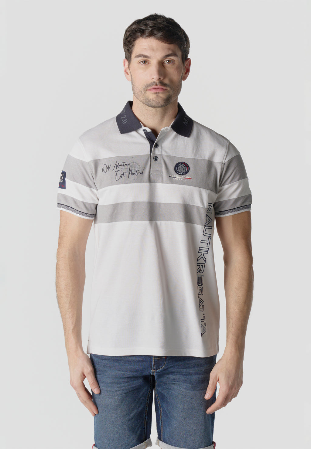 Normal pique stripes-block nautik polo