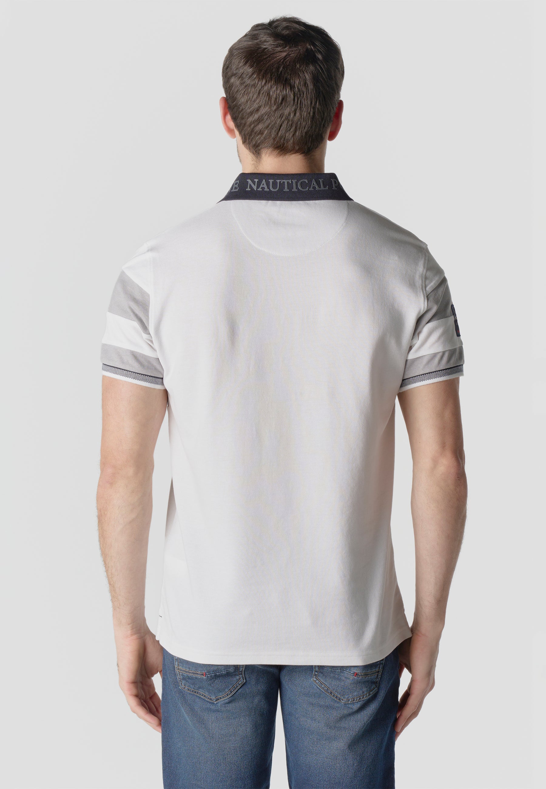 Normal pique stripes-block nautik polo