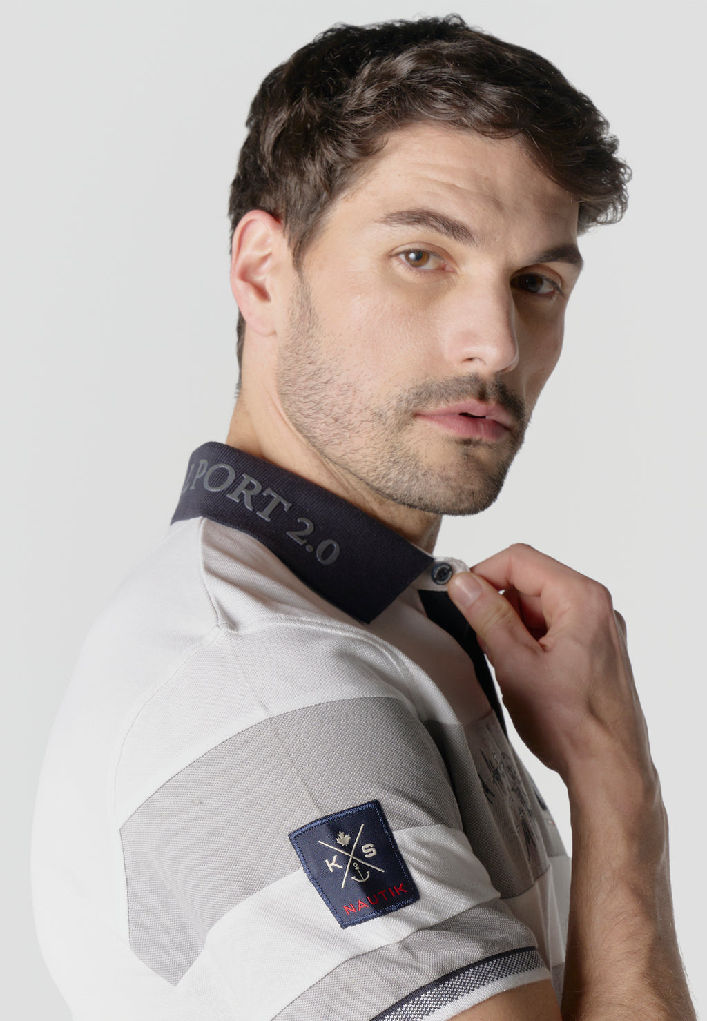 Normal pique stripes-block nautik polo