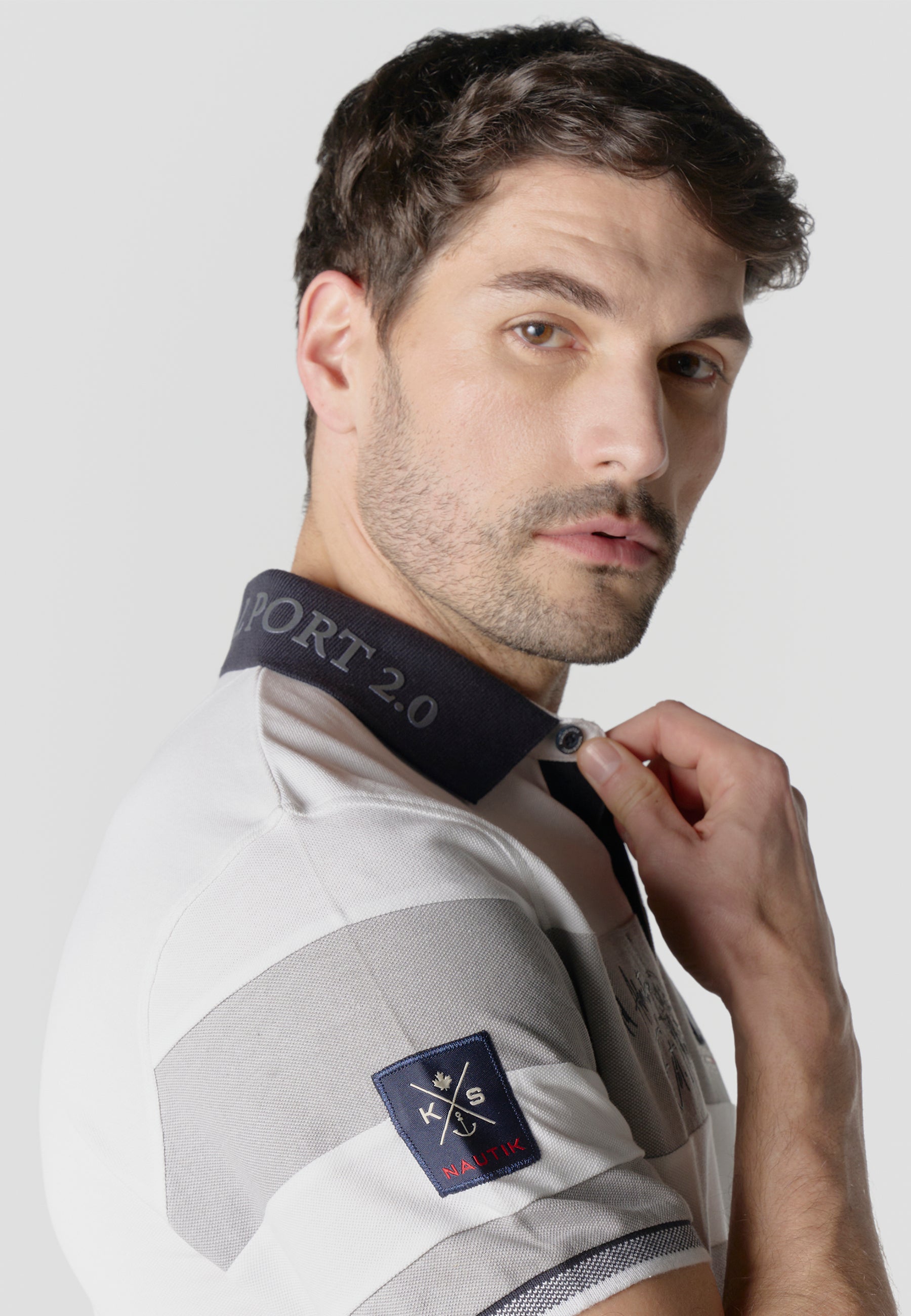 Normal pique stripes-block nautik polo