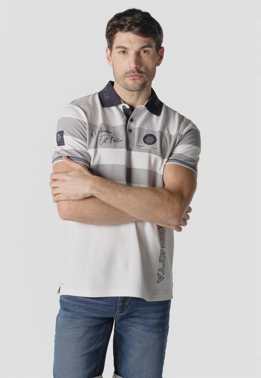 Normal pique stripes-block nautik polo