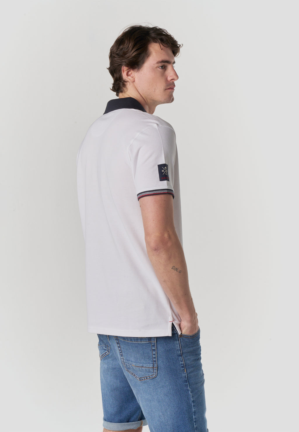 Polo piqué estampat heritage màniga curta home cru - Koroshi 2611PC22