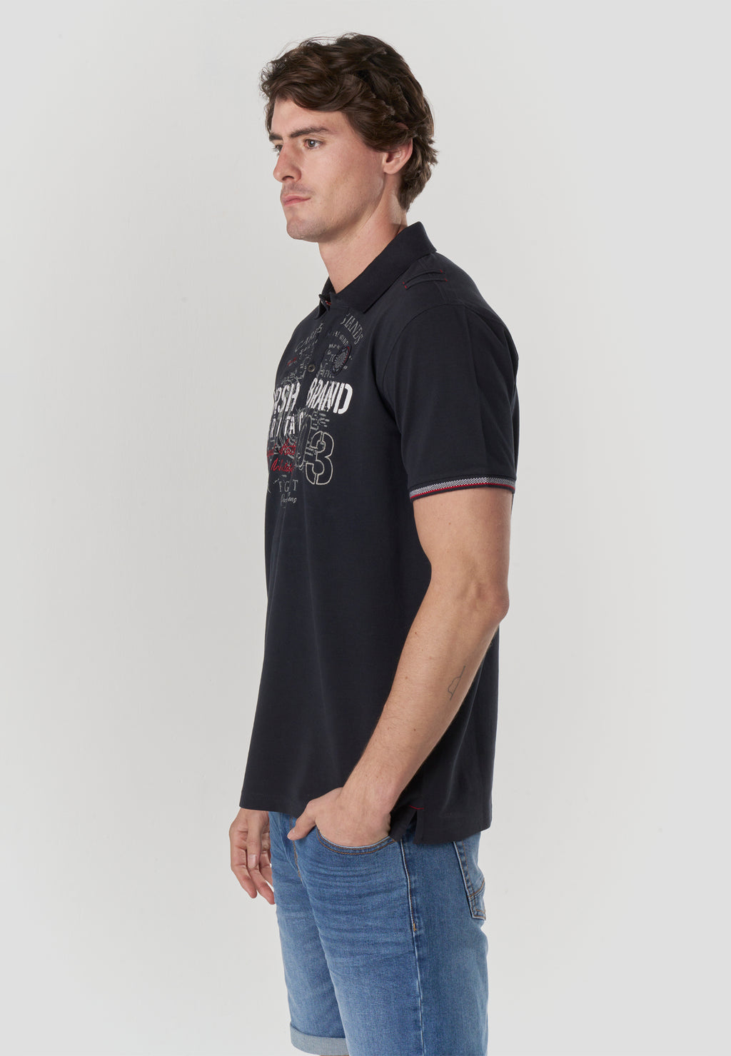 Polo piqué estampat heritage màniga curta home navy - Koroshi 2611PC22