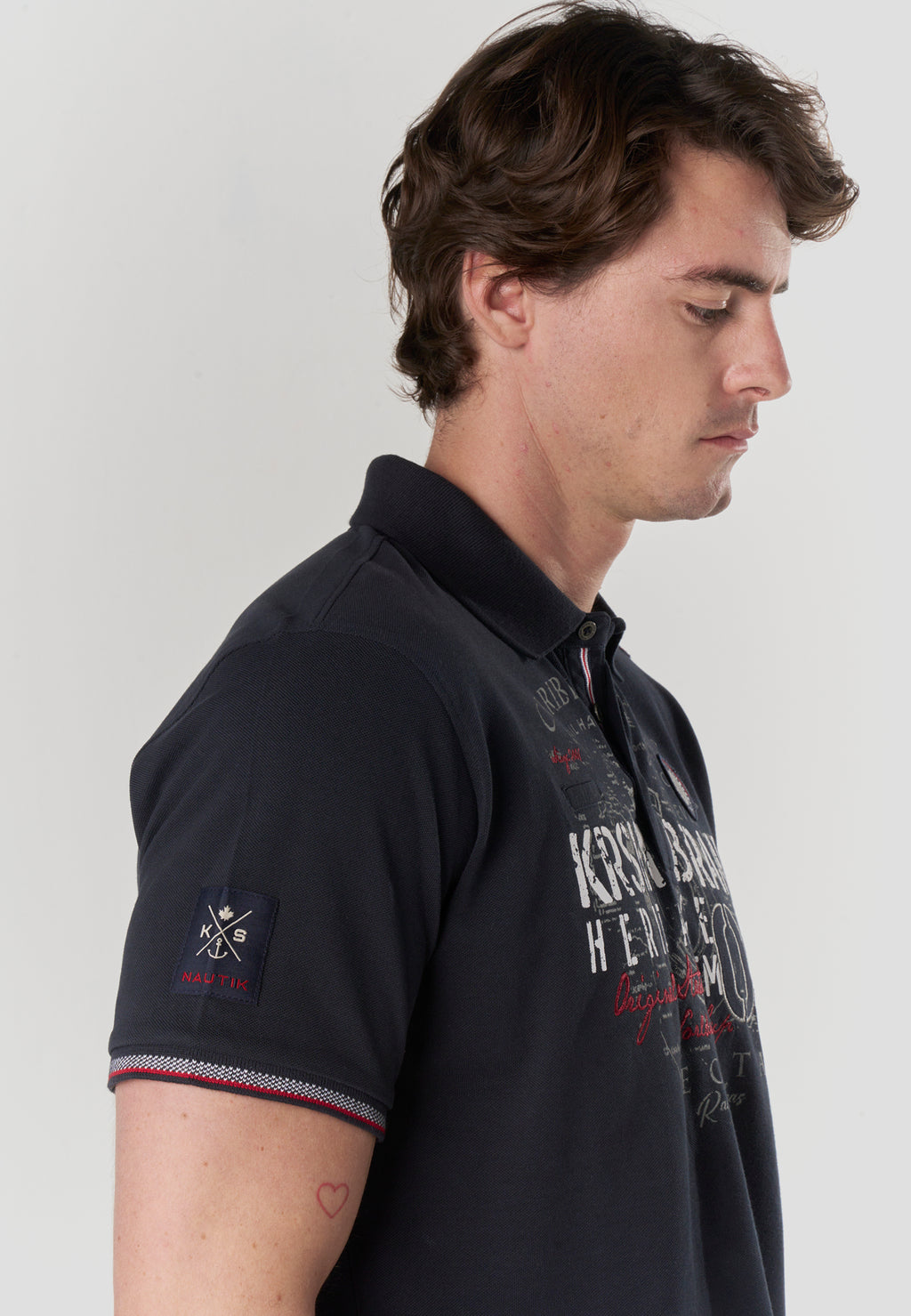 Polo piqué estampat heritage màniga curta home navy - Koroshi 2611PC22
