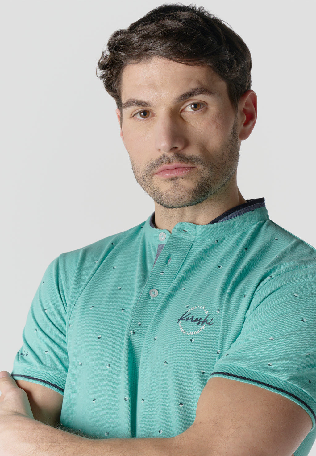 Polo Home Màniga Curta Coll Mao Microestampat – Koroshi