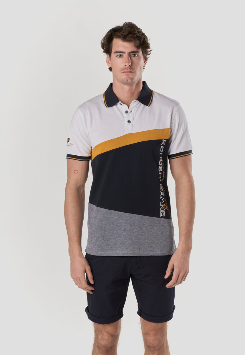 Polo color block náutico manga corta hombre crudo - Koroshi 2611PC24