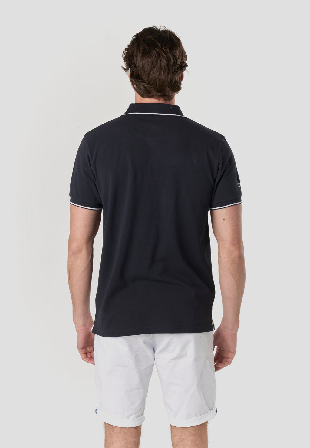 Men's short-sleeved nautical color block polo navy - Koroshi 2611PC24