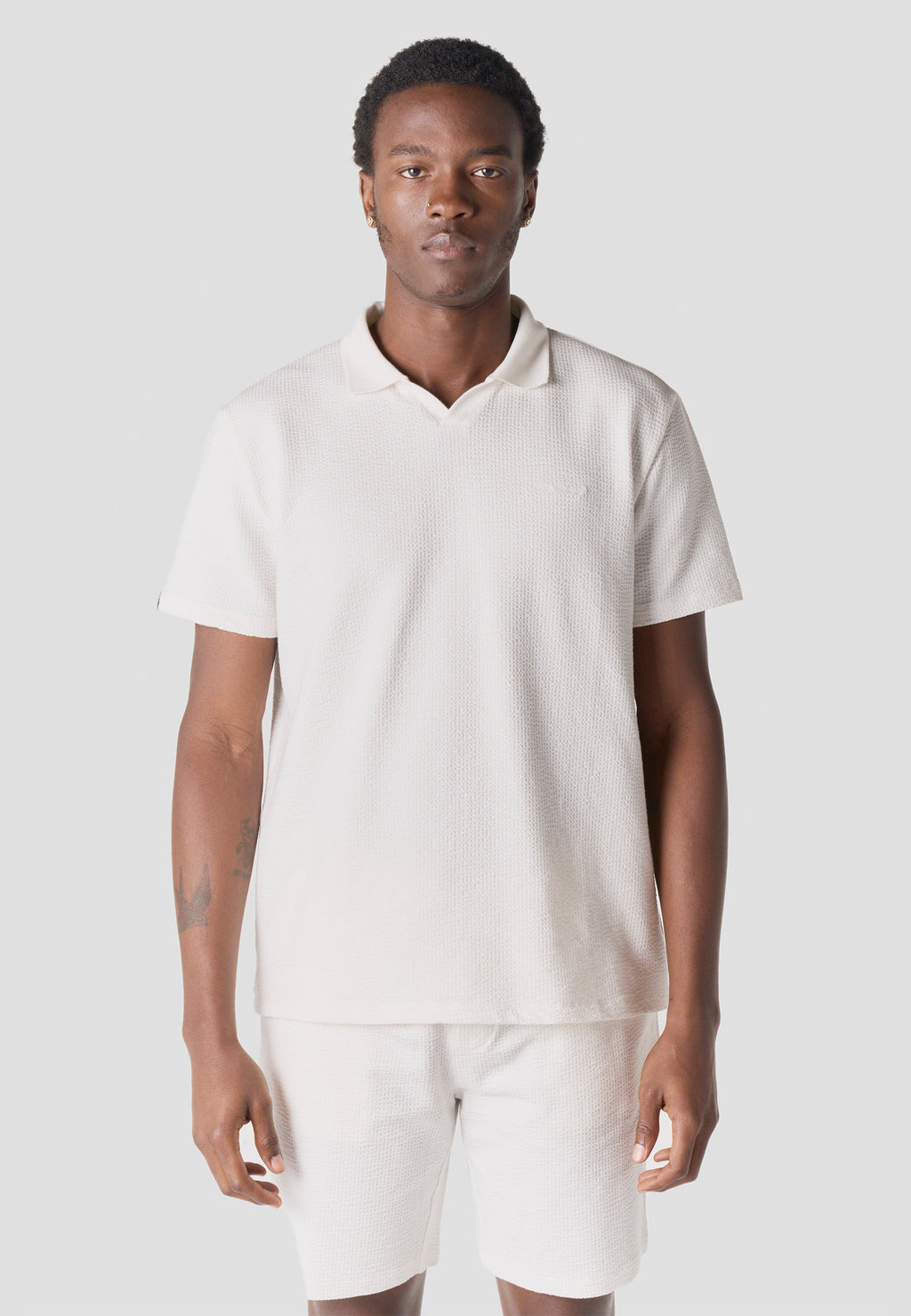 Polo oversize cuello abierto manga corta hombre crudo - Koroshi 2611PC38