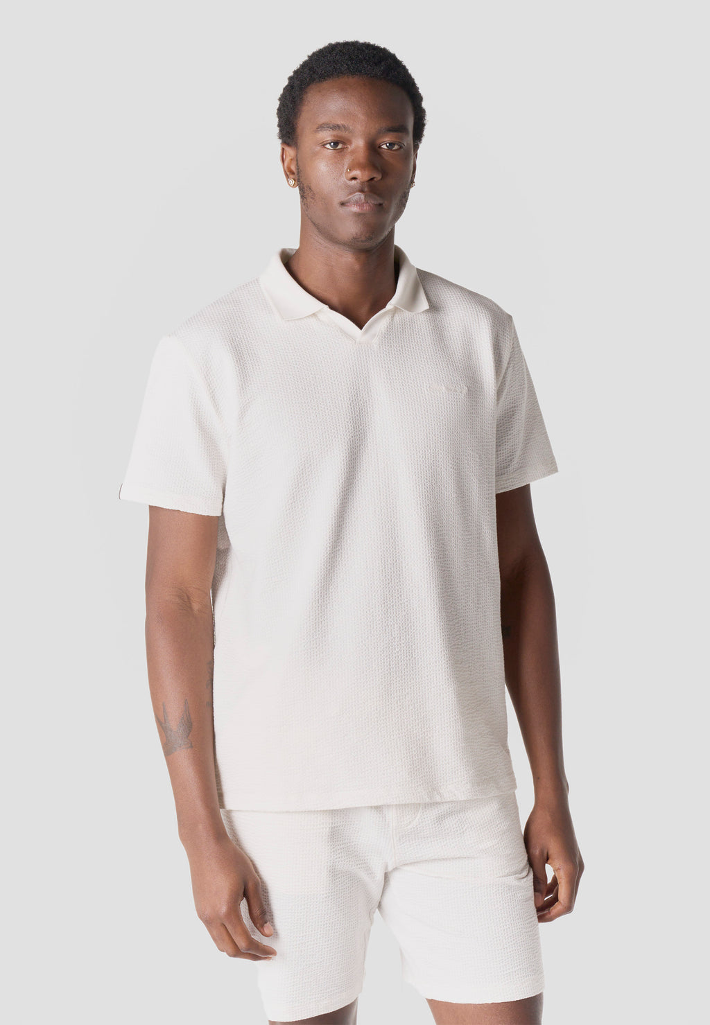 Polo oversize cuello abierto manga corta hombre crudo - Koroshi 2611PC38