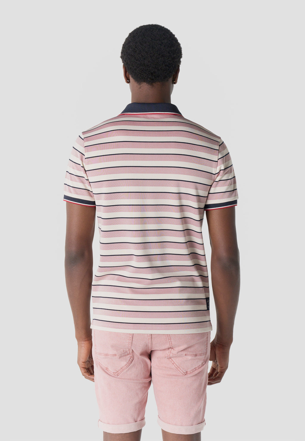 Men's stripes-block cotton polo shirt
