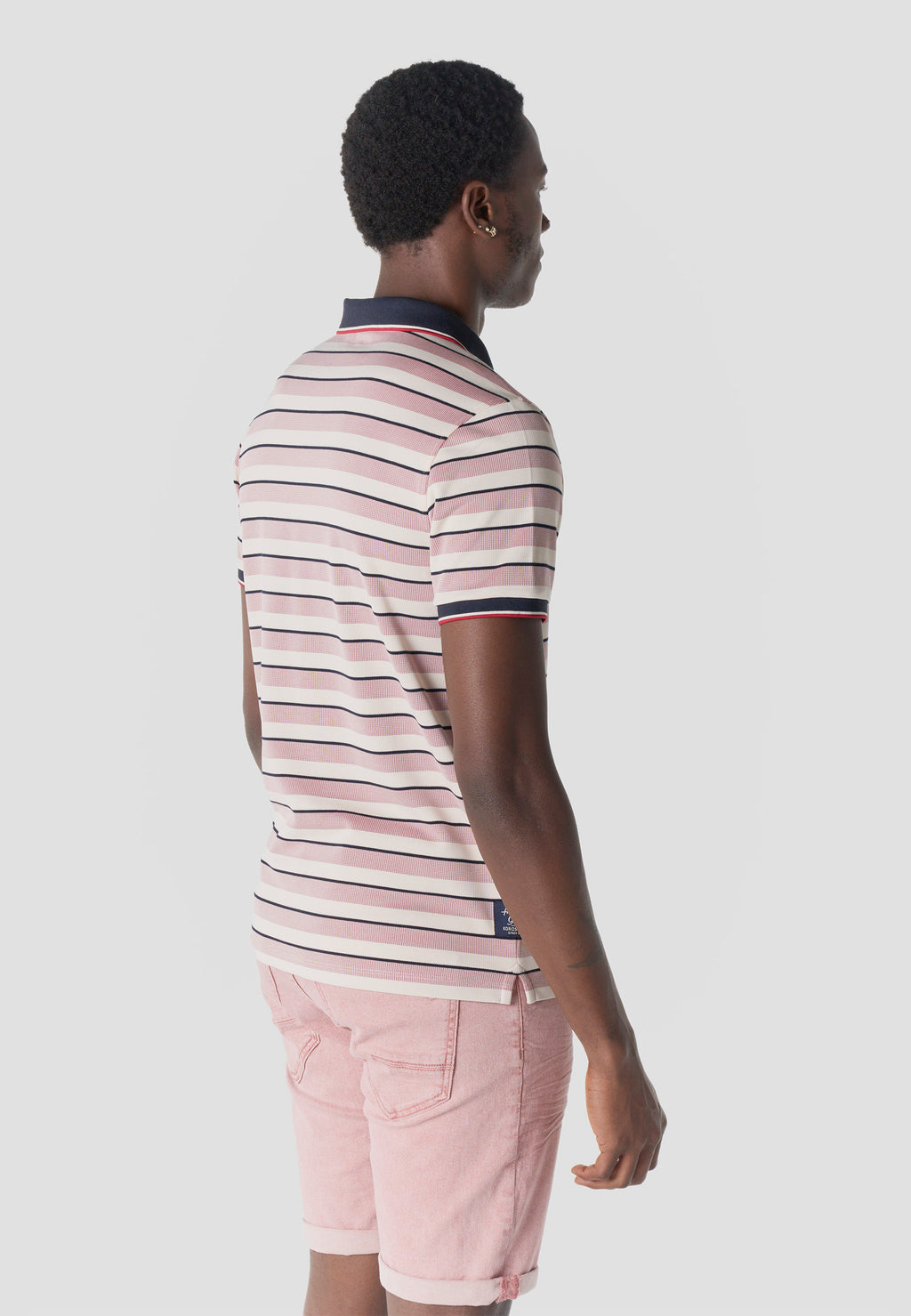 Men's stripes-block cotton polo shirt