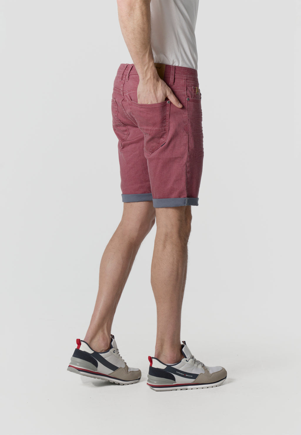 Men's coated cotton bermuda red - Koroshi 2611PS02