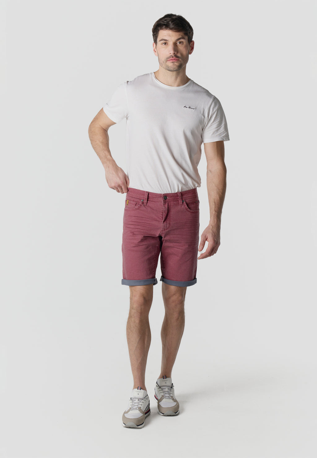 Men's coated cotton bermuda red - Koroshi 2611PS02
