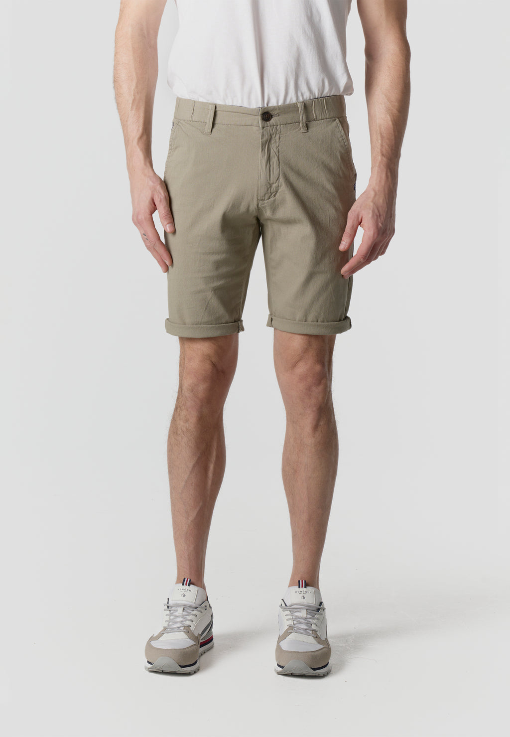 Men's regular cotton linen mink Bermuda shorts - Koroshi 2611PS06
