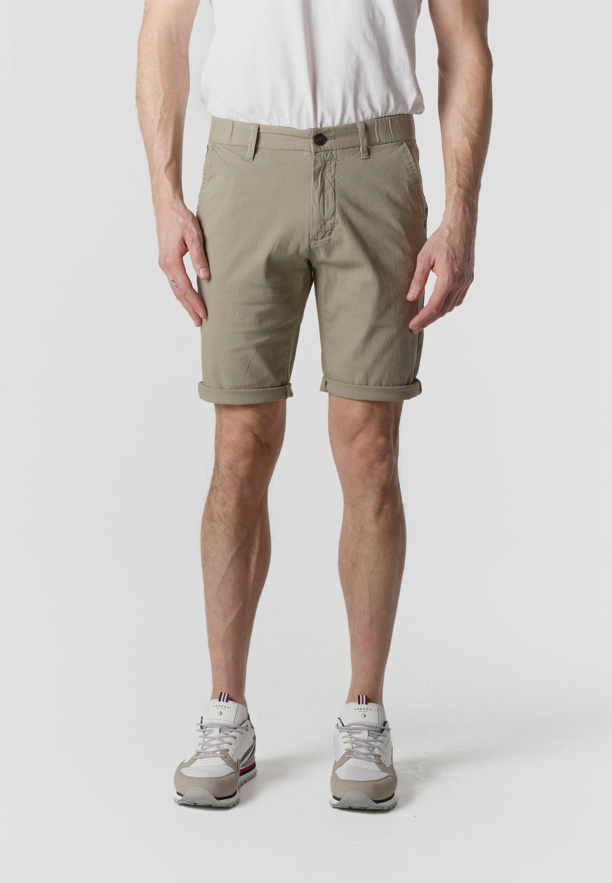 Men's regular cotton linen mink Bermuda shorts - Koroshi 2611PS06