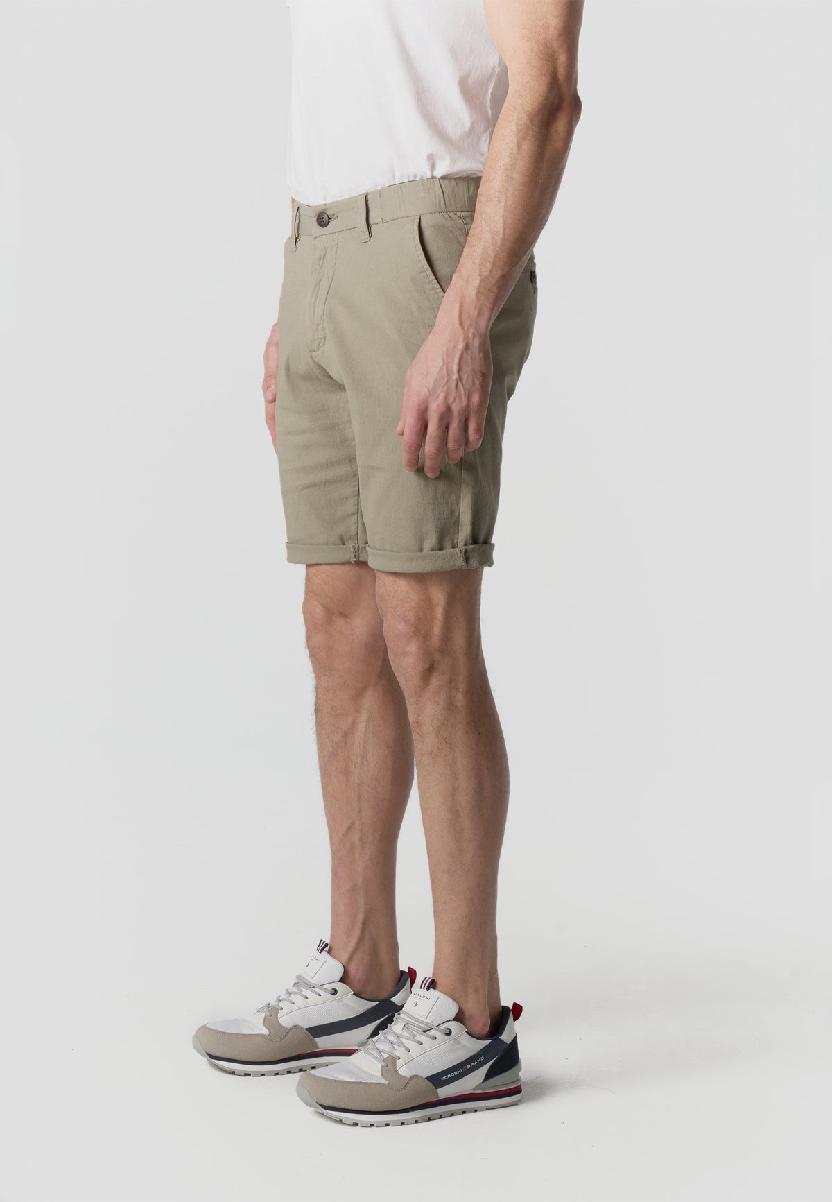 Men's regular cotton linen mink Bermuda shorts - Koroshi 2611PS06