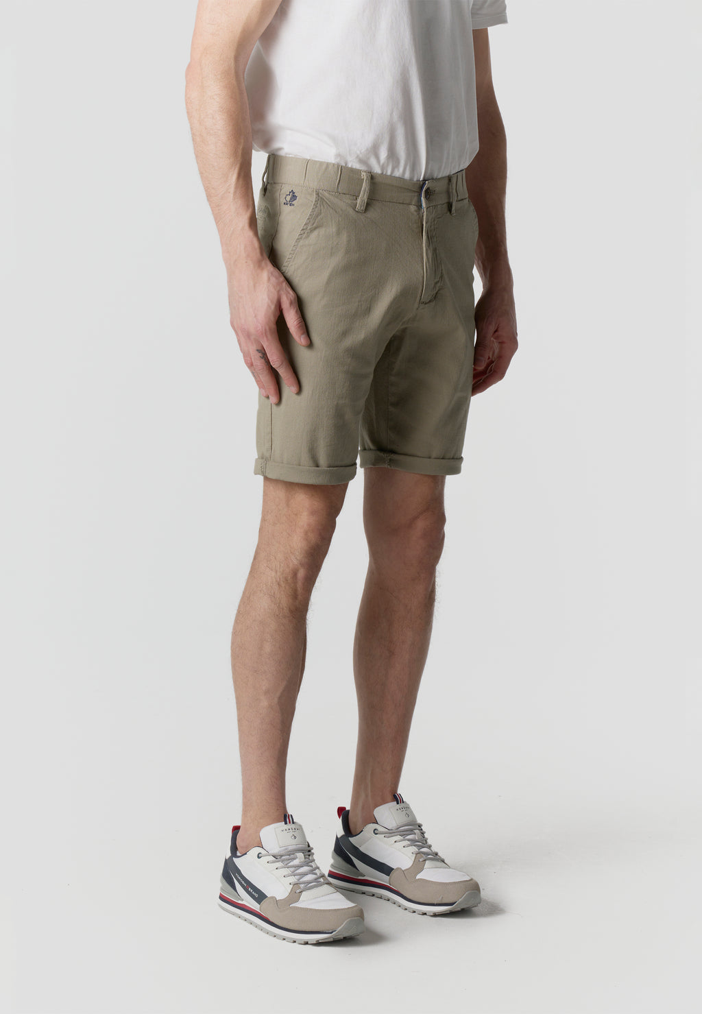 Men's regular cotton linen mink Bermuda shorts - Koroshi 2611PS06