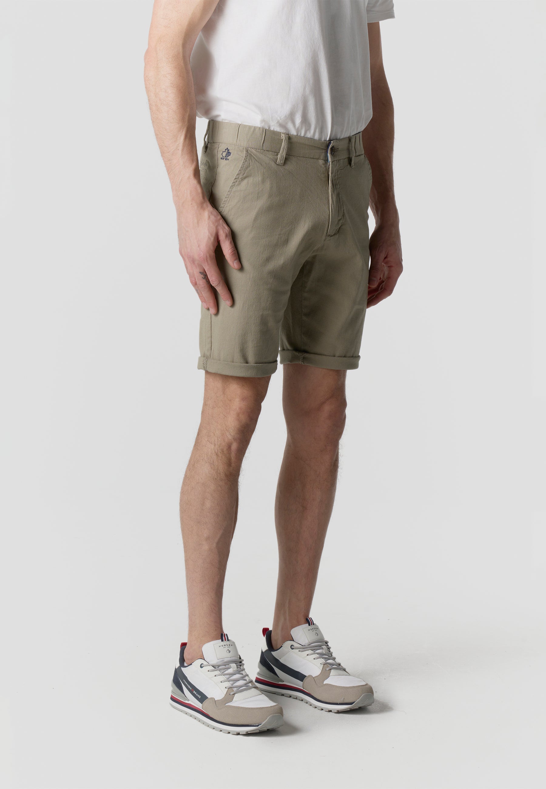 Men's regular cotton linen mink Bermuda shorts - Koroshi 2611PS06
