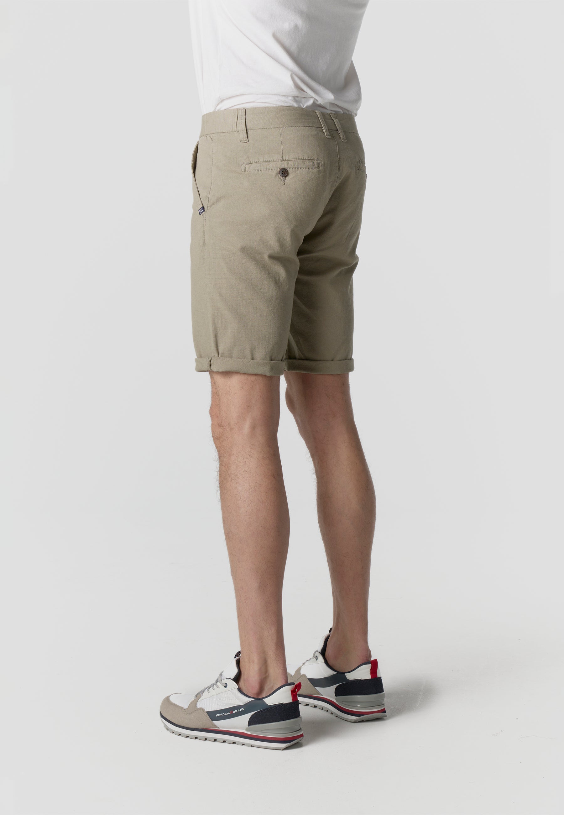 Men's regular cotton linen mink Bermuda shorts - Koroshi 2611PS06