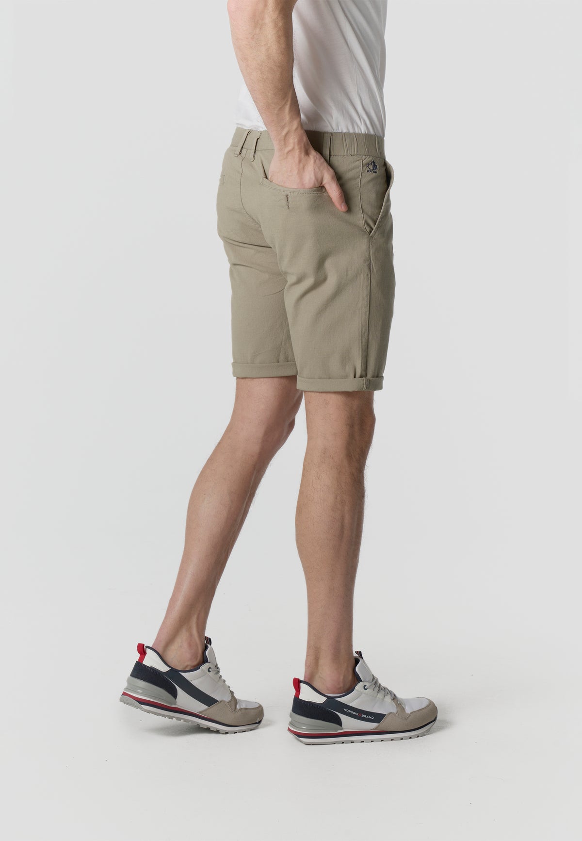 Men's regular cotton linen mink Bermuda shorts - Koroshi 2611PS06