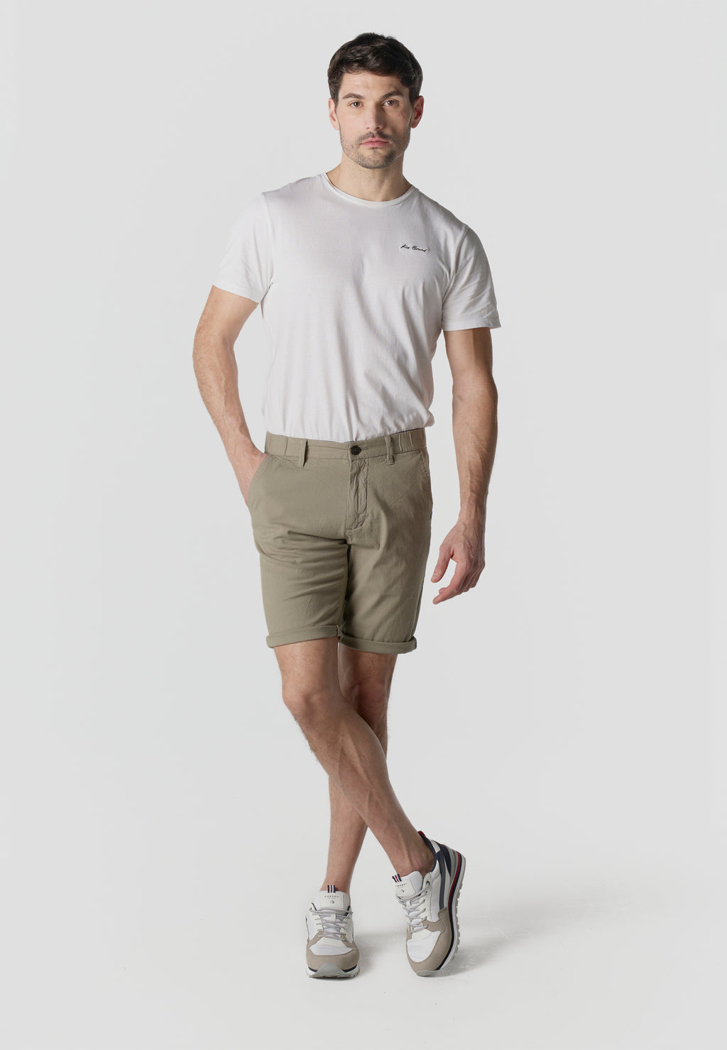 Men's regular cotton linen mink Bermuda shorts - Koroshi 2611PS06