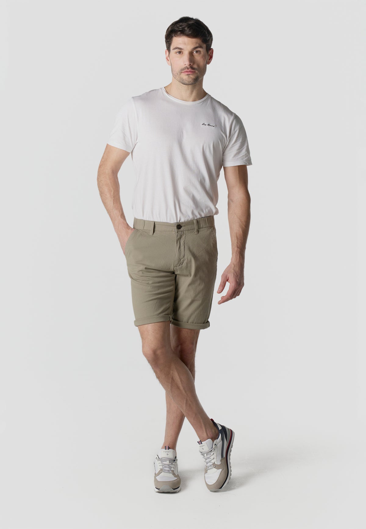 Men's regular cotton linen mink Bermuda shorts - Koroshi 2611PS06